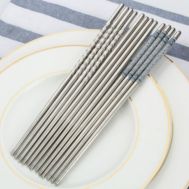 5 Pairs Black Head Non-slip 304 Stainless Steel Korean Chopsticks Tableware 5 Pairs Black Head Non-slip 304 Stainless Steel Korean Chopsticks Tableware